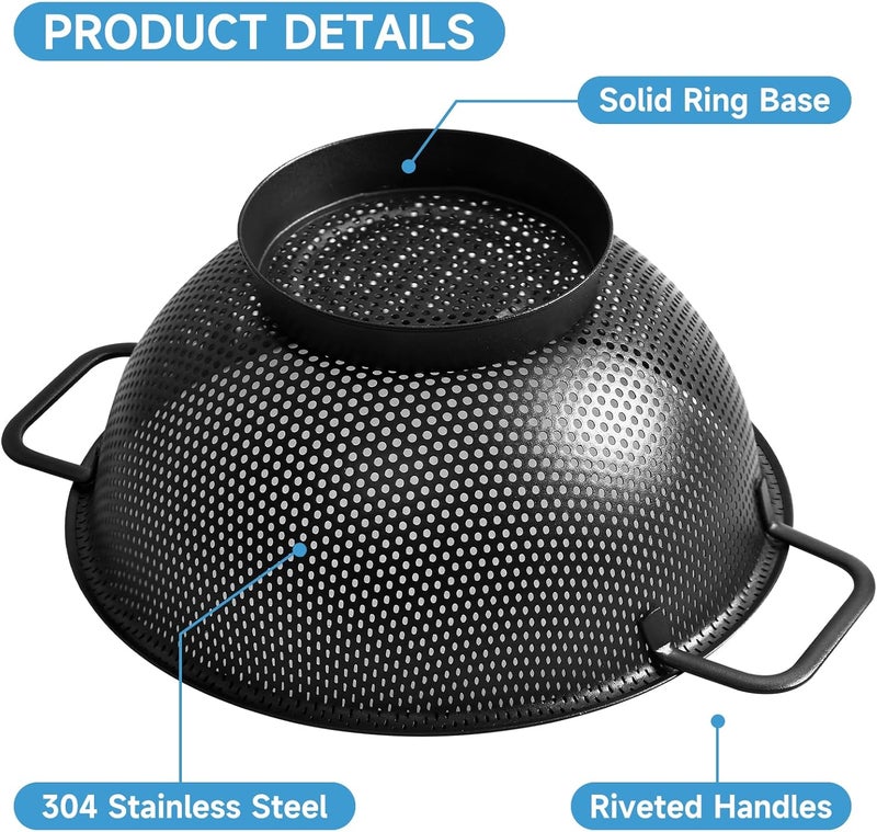 Kteniy 2PCS Black Colander for Kitchen, 3QT and 5QT, Stainless Steel Pasta Strainer with Handle, Pasta Strainer for Fruits Vegetables Cooking Food, Dishwasher Safe - Image 3